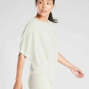 Athleta White Short Sleeve Tee Bunched Soft XS